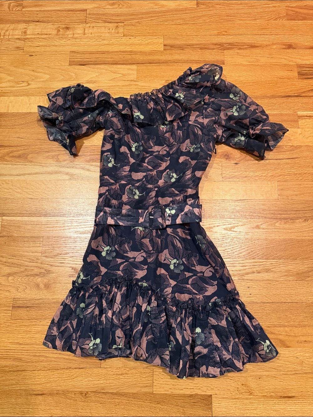 Navy Floral Off-Shoulder Dress